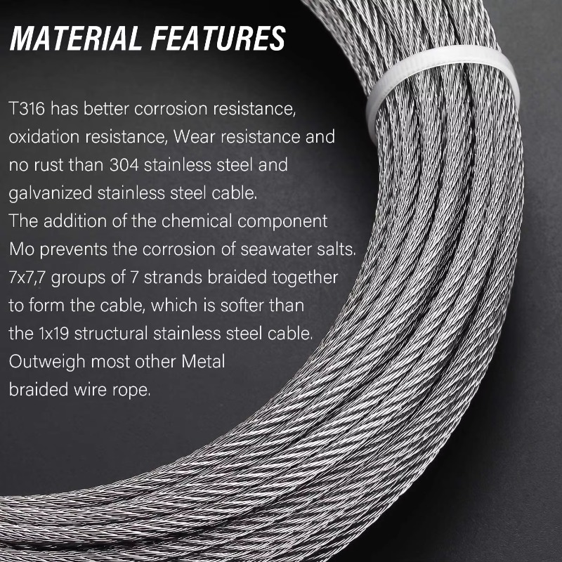 Wire Rope 7X19 Diameter 3.18mm - Stainless Wire Ss316 recensie en prijs